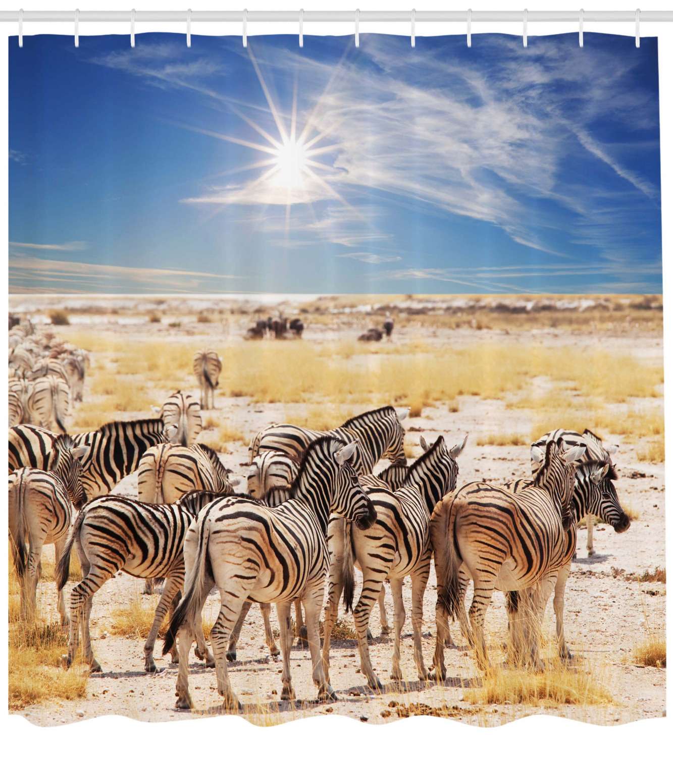 Africa Safari Park Print Shower Curtain - Wildlife Bathroom Decor