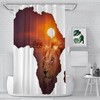 Africa Wildlife Map Design Cloth Shower Liner Fabric Shower Curtain for Your Bathroom
