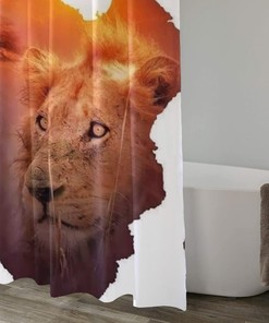 Africa Wildlife Map Design Cloth Shower Liner Fabric Shower Curtain for Your Bathroom