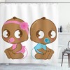 African American Baby Printed Shower Curtain for Kid's Bathroom Decor- Waterproof and Unique 