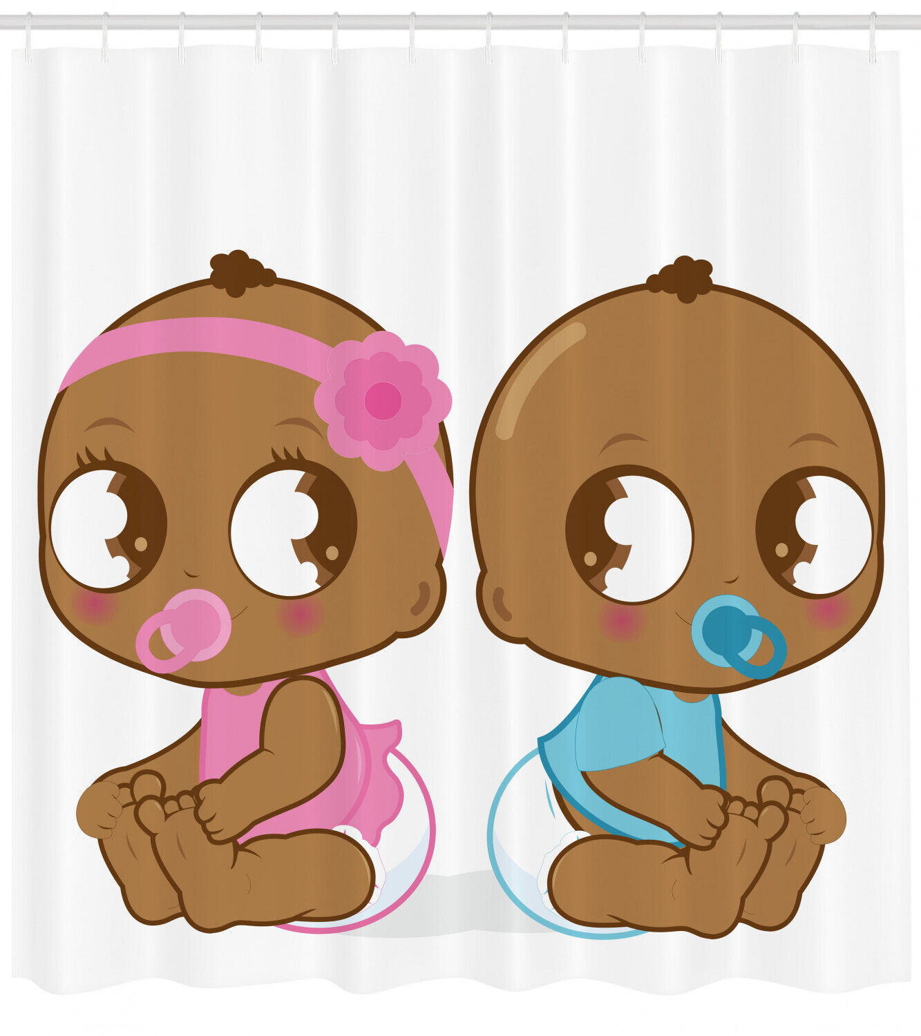 African American Baby Printed Shower Curtain for Kid's Bathroom Decor- Waterproof and Unique