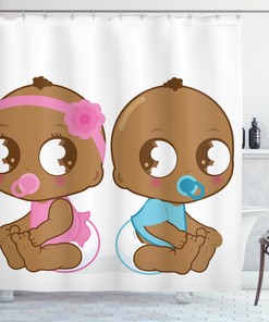 African American Baby Printed Shower Curtain for Kid's Bathroom Decor- Waterproof and Unique