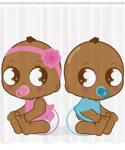 African American Baby Printed Shower Curtain for Kid's Bathroom Decor- Waterproof and Unique