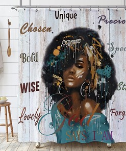 African American Beauty Inspirational Quotes Shower Curtain for Motivating Morning Routine