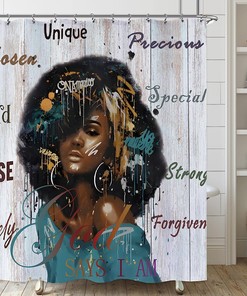 African American Beauty Inspirational Quotes Shower Curtain for Motivating Morning Routine