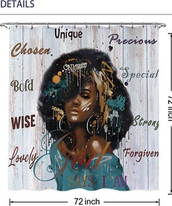 African American Beauty Inspirational Quotes Shower Curtain for Motivating Morning Routine