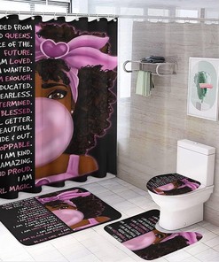 African American Black Girl Beauty Shower Curtain - Modern And Aesthetic Bathroom Decor With Unique And Bold Design