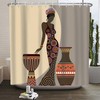 African American Black Girl Shower Curtain - Standing Next to The Bottle Bathroom Decor