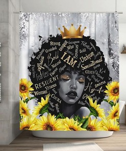 African American Black Girl Woman Inspirational Quotes Vintage Shower Curtain