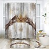 African American Black Queen Gold Crown Print Shower Curtain Set - Bathroom Accessories