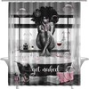 African American Boldrole Shower Curtain, Fashionable Black Girl And Bathtub Print, Waterproof Fabric For The Bathroom