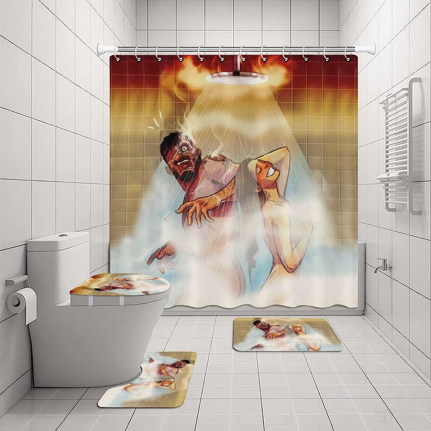 African American Girl Couples Loves Shower Curtain - Romantic And Artistic Bathroom Decor With Unique And Bold Print - Image 2