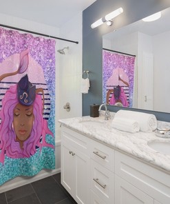 African American Girl Horoscope Shower Curtain, Empowering Bathroom Decor