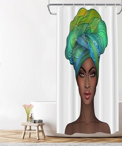 African American Girl Shower Curtain - Celebrate Diversity with Glossy Lip Bathroom Decor and Fiber Waterproof Design