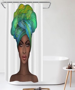 African American Girl Shower Curtain - Celebrate Diversity with Glossy Lip Bathroom Decor and Fiber Waterproof Design