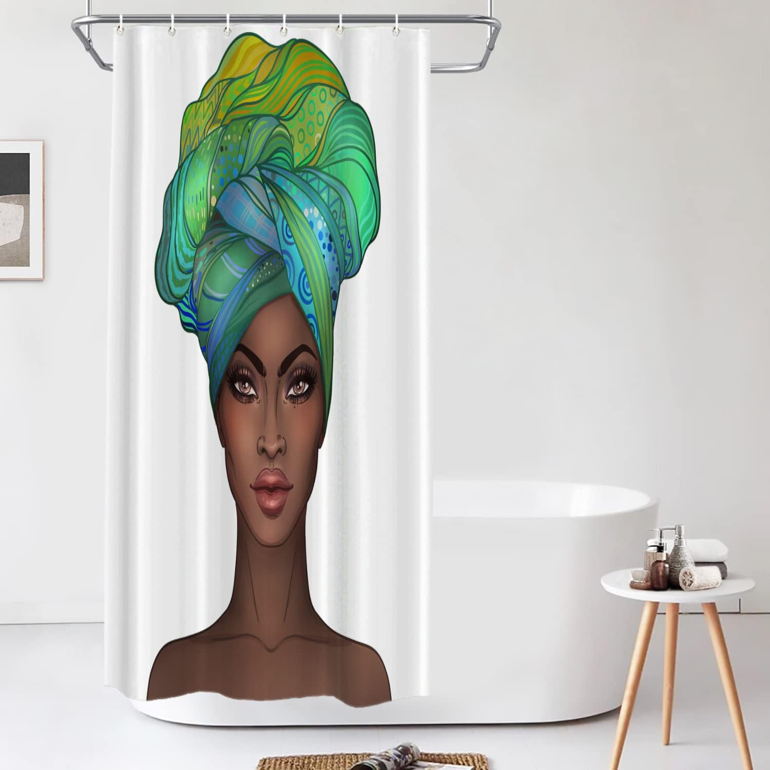 African American Girl Shower Curtain - Celebrate Diversity with Glossy Lip Bathroom Decor and Fiber Waterproof Design