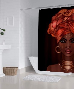 African American Girl Shower Curtain for Pretty Black Women Bathroom Decor