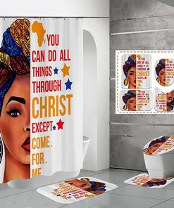 African American Girl White Bathroom Shower Curtain - Bold Contrast And Unique Design For Elegant