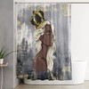 African American Girl with Crown Shower Curtain in Shabby Grey Gold for a Chic Bathroom Decor