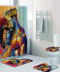 African American King & Queen Couple Shower Curtain For Elegant Bathroom Decor