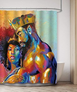 African American King & Queen Couple Shower Curtain For Elegant Bathroom Decor