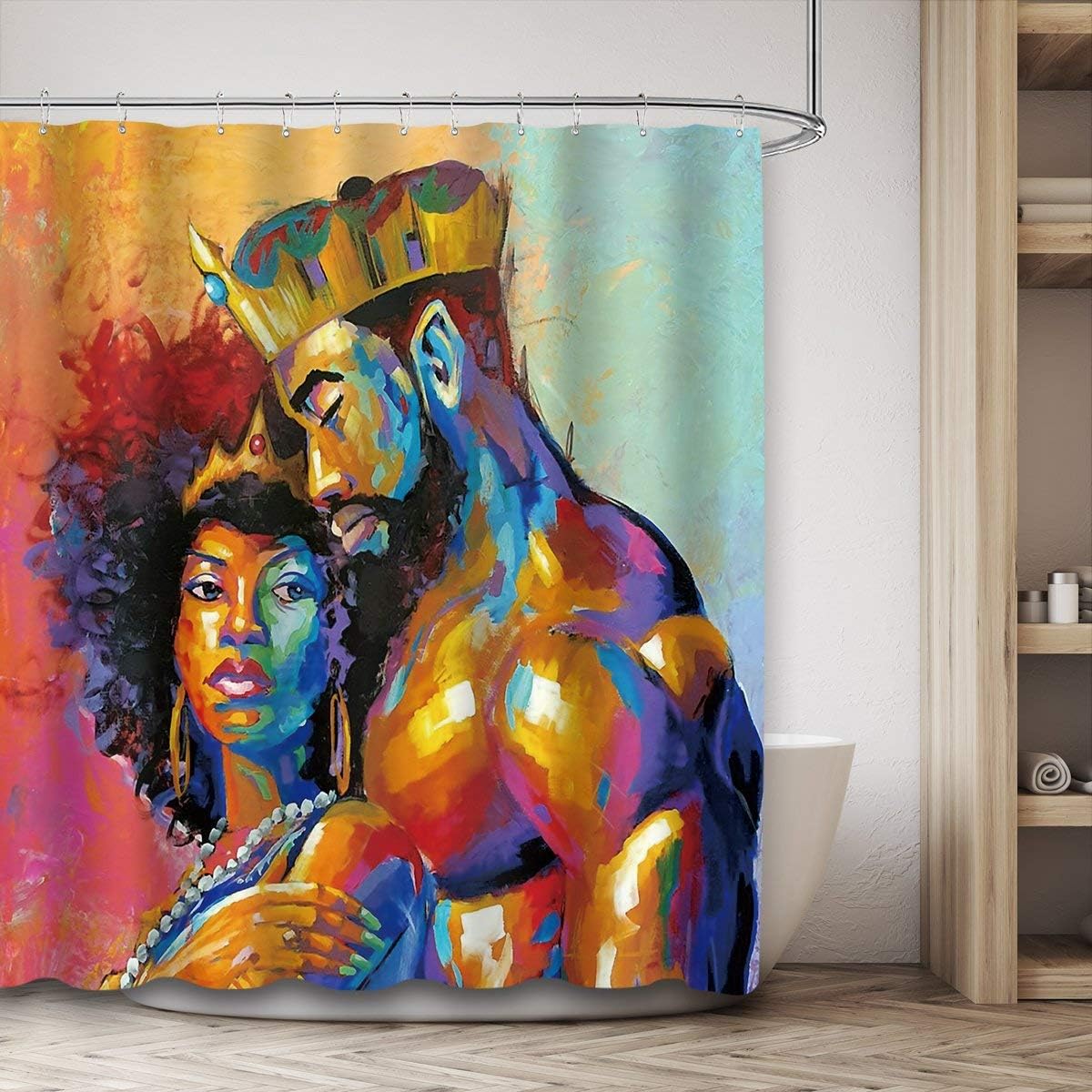 African American King & Queen Couple Shower Curtain For Elegant Bathroom Decor