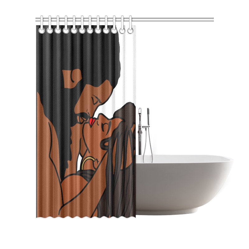 African American Love Shower Curtain - Black Bathroom Decor With Famous Quote - Image 2