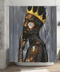African American Man Boho Shower Curtain For Bathroom Crown Modern Decorative Shower Curtain