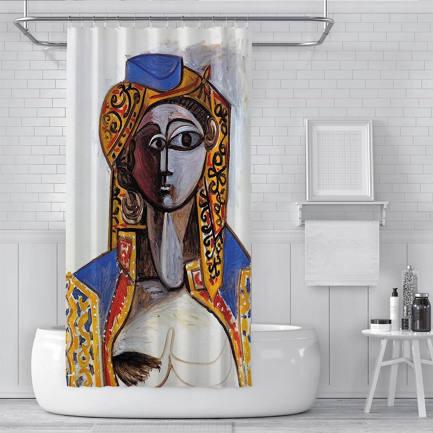 African American Pretty Girl Geometric Pattern Shower Curtain For Bathtub Home Decor - Image 2