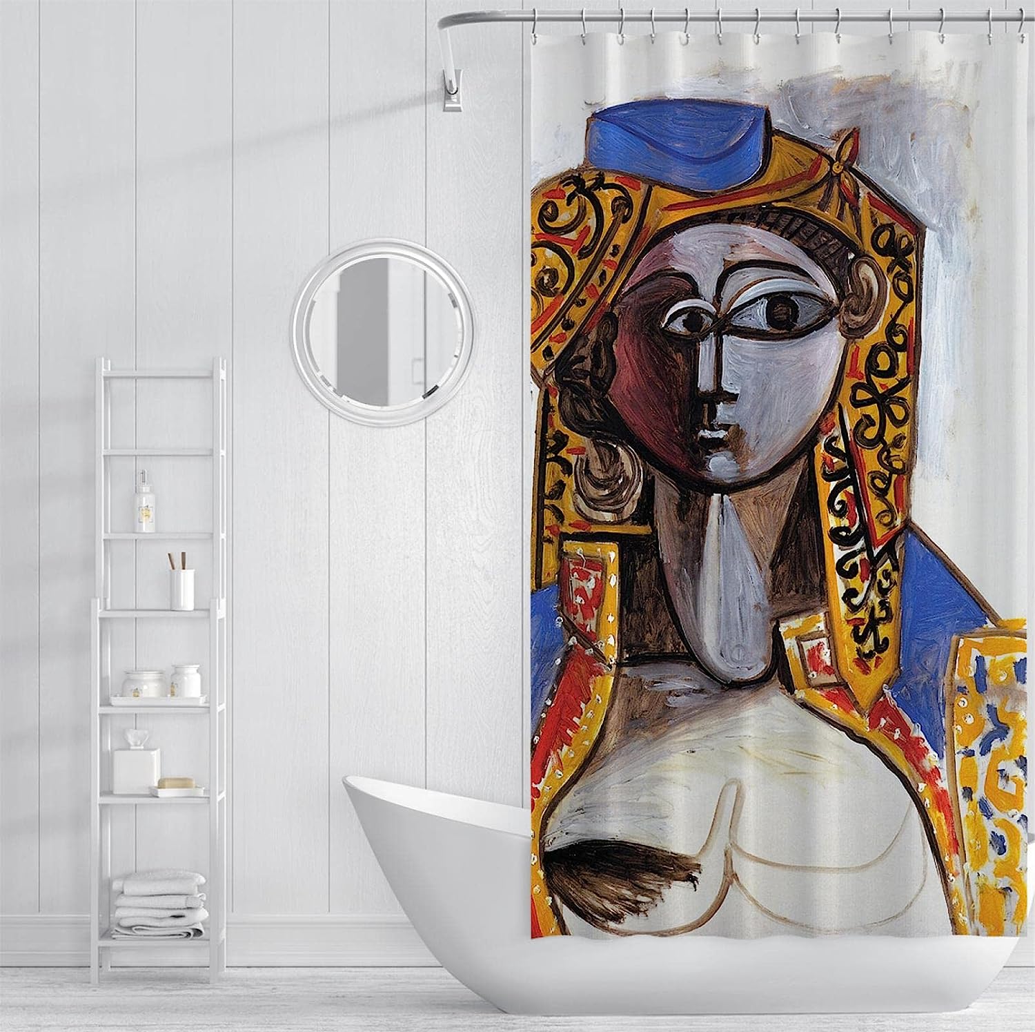 African American Pretty Girl Geometric Pattern Shower Curtain For Bathtub Home Decor - Image 3