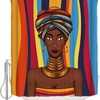 African American Pretty Girl Shower Curtain With A Colorful Stripe Background
