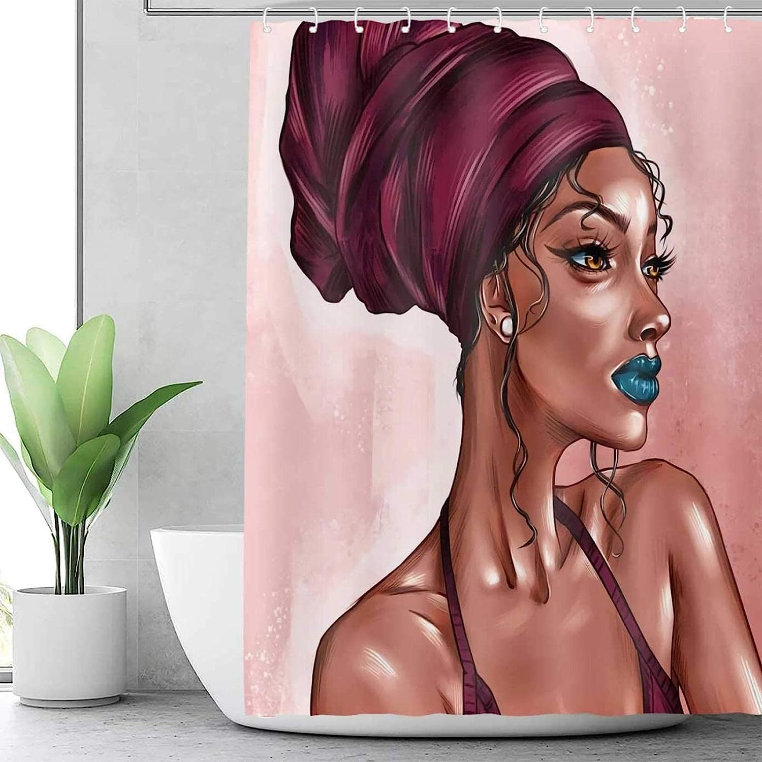 African American Pretty Girl Shower Curtain With An Abstract Twist - Image 2