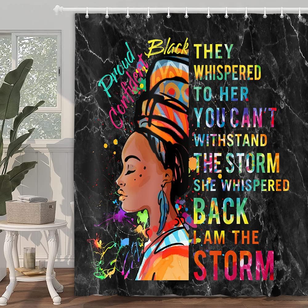 African American Queen Shower Curtain, Inspiring Black Woman Bathroom Decor, Empowering Bathroom Accessories - Image 2