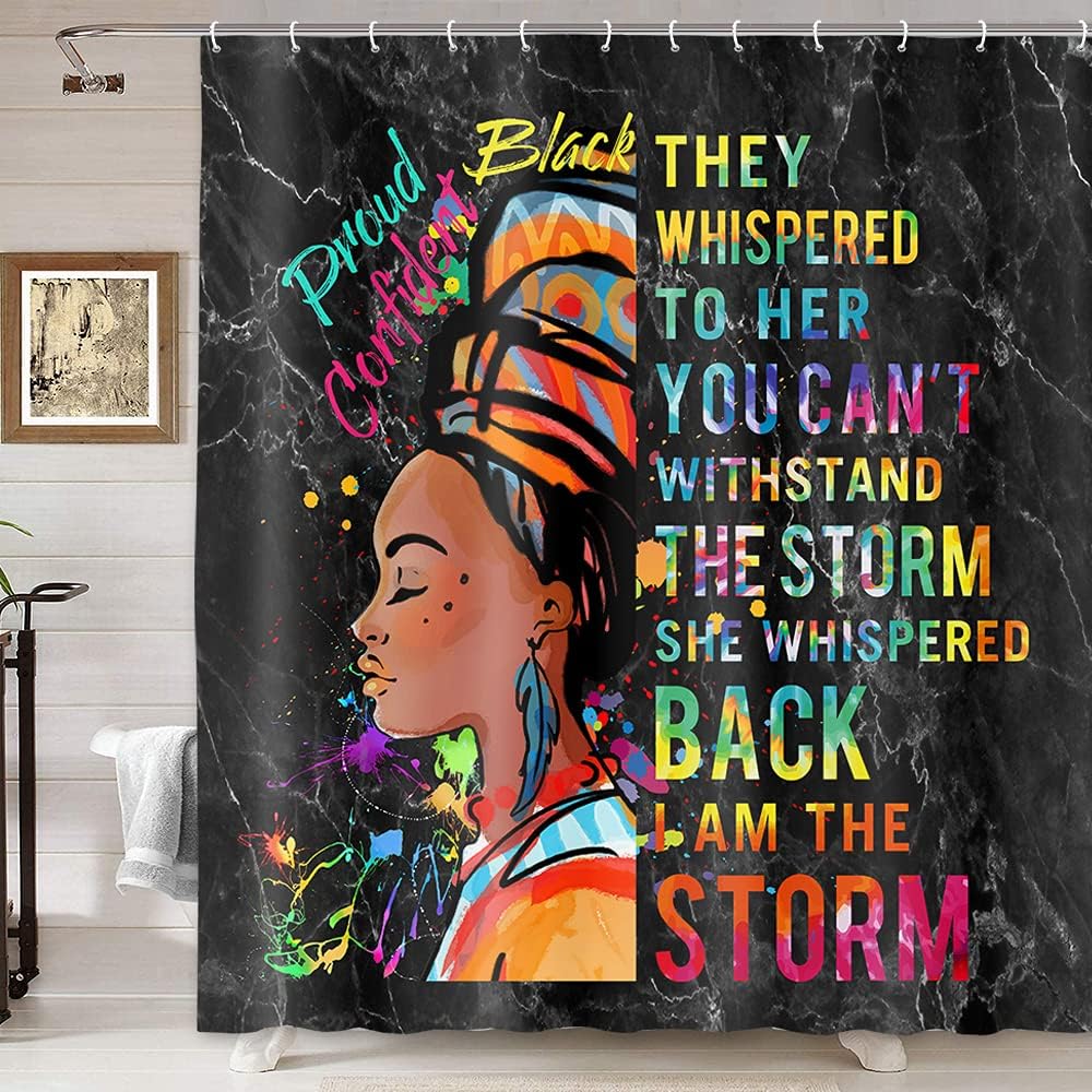 African American Queen Shower Curtain, Inspiring Black Woman Bathroom Decor, Empowering Bathroom Accessories - Image 3