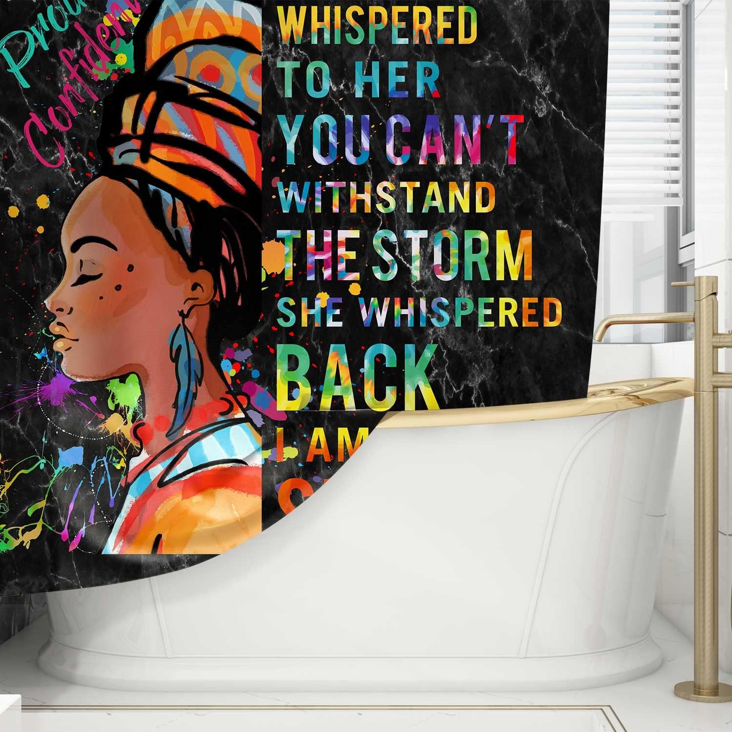 African American Queen Shower Curtain, Inspiring Black Woman Bathroom Decor, Empowering Bathroom Accessories - Image 4