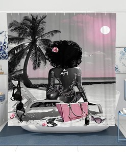 African American Sexy Afro Lady Shower Curtain for a Bold and Beautiful Bathroom