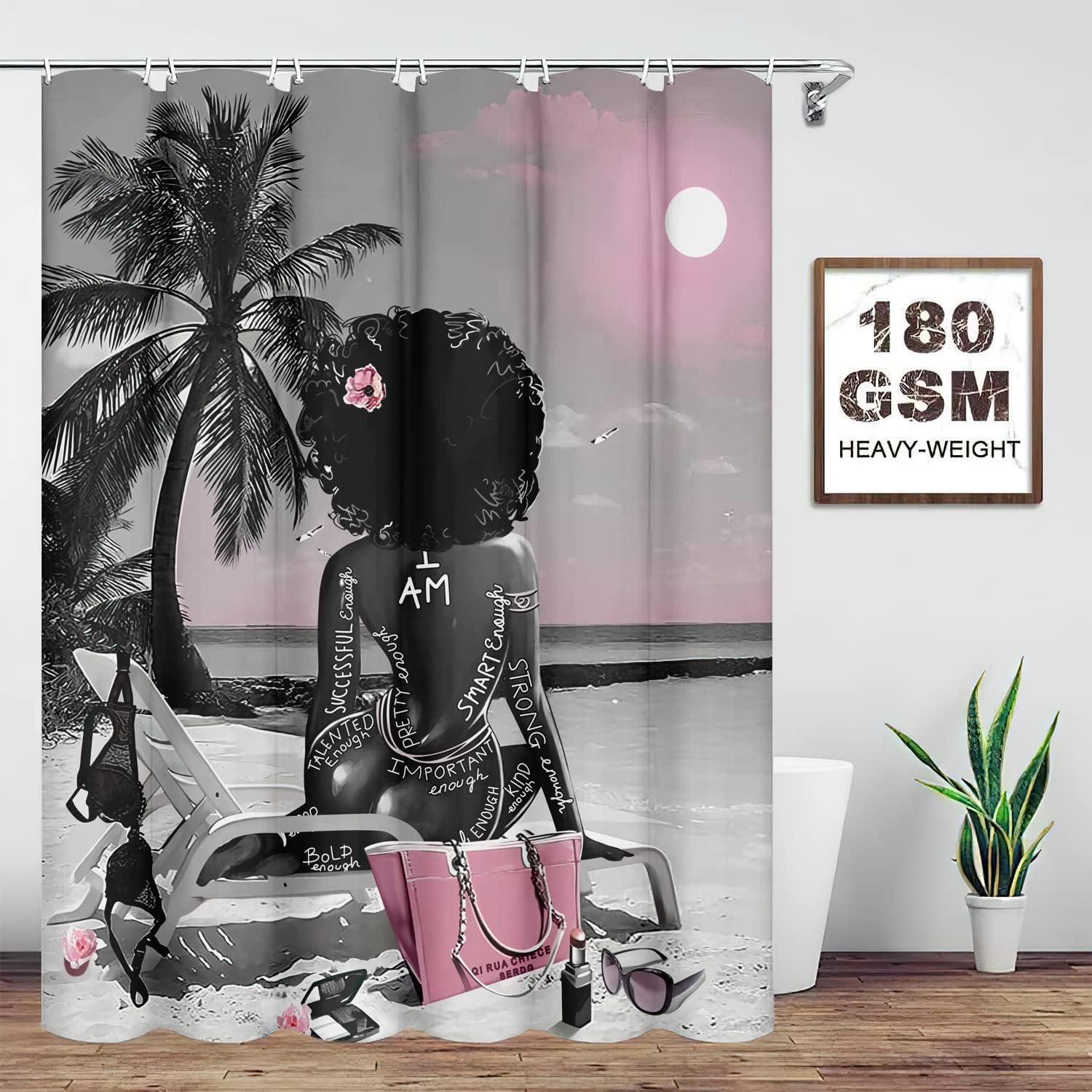African American Sexy Afro Lady Shower Curtain for a Bold and Beautiful Bathroom