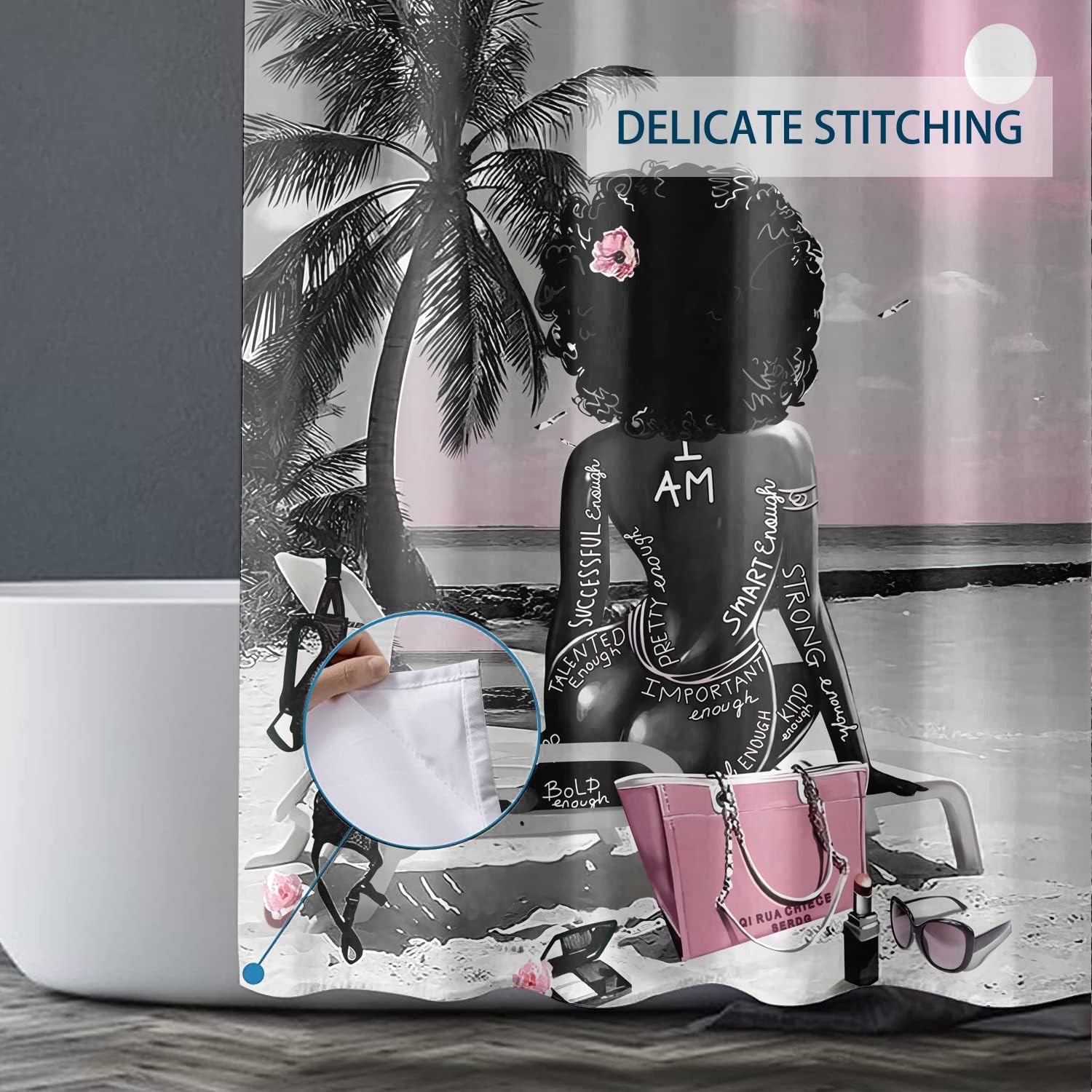 African American Sexy Afro Lady Shower Curtain for a Bold and Beautiful Bathroom