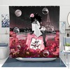 African American Sexy Afro Lady Wine Cherry Pink Flower Perfume Shower Curtain for a Sensual Bathroom