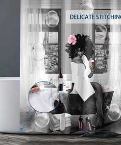 African American Sexy High Heels Bubble Pink Rose Shower Curtain for a Romantic Bathroom