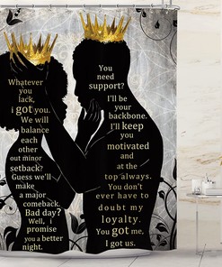 African American Shower Curtain - Empowering Women and Men with Afro Hairstyles and Gold Crown