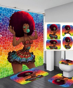 African American Shower Curtain For Bathroom Decor With Black Girl Bathroom Accessories