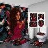 African American Shower Curtain For Bathrooms, Black Girl Bathroom Decor With Red Accents