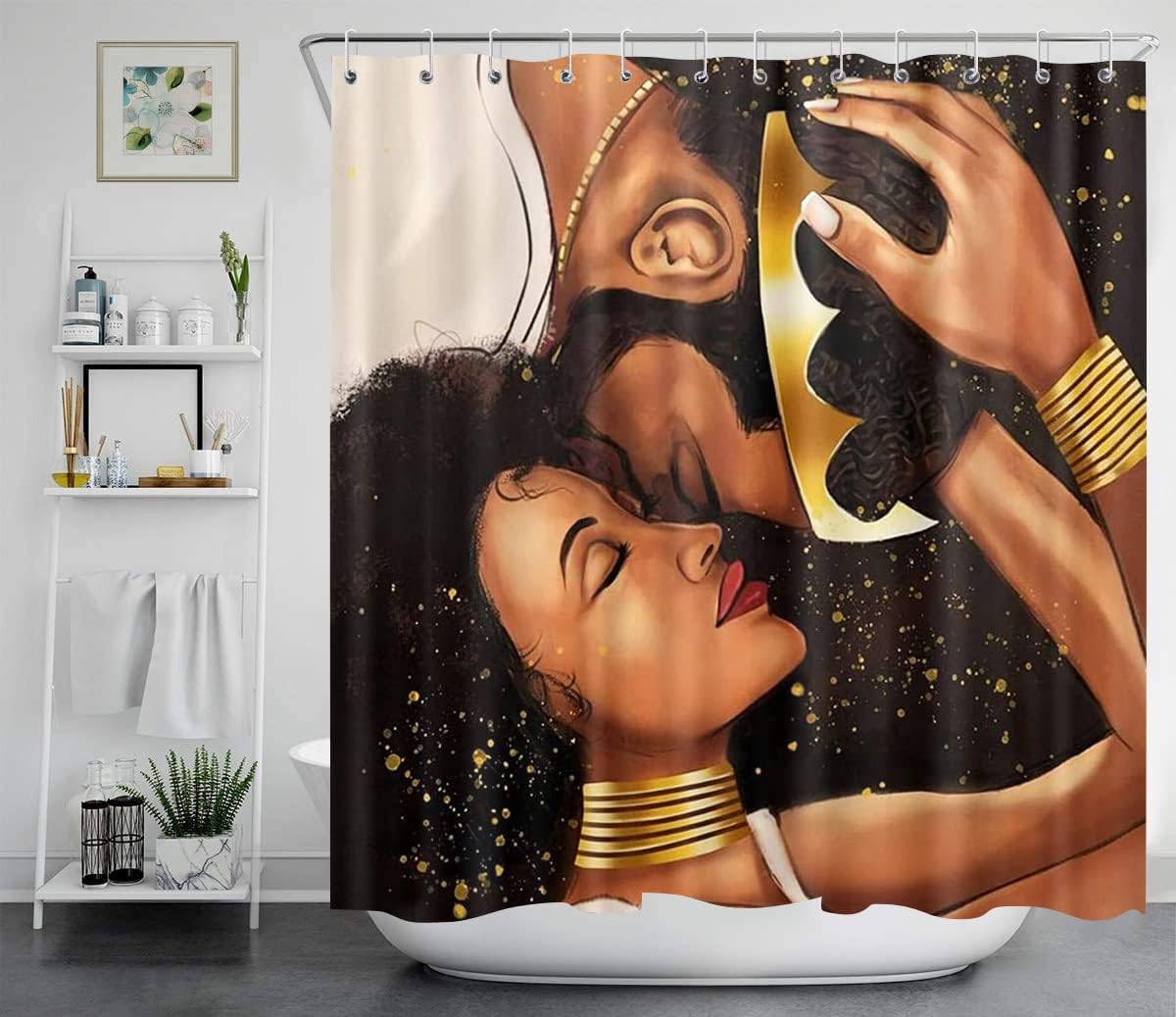 African American Shower Curtain with King and Queen Design: A Unique, Personalized Bathroom Decor Idea