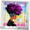 African American Woman Afro Lady with Purple Hair Black Shower Curtain for Unique Bathroom Decor