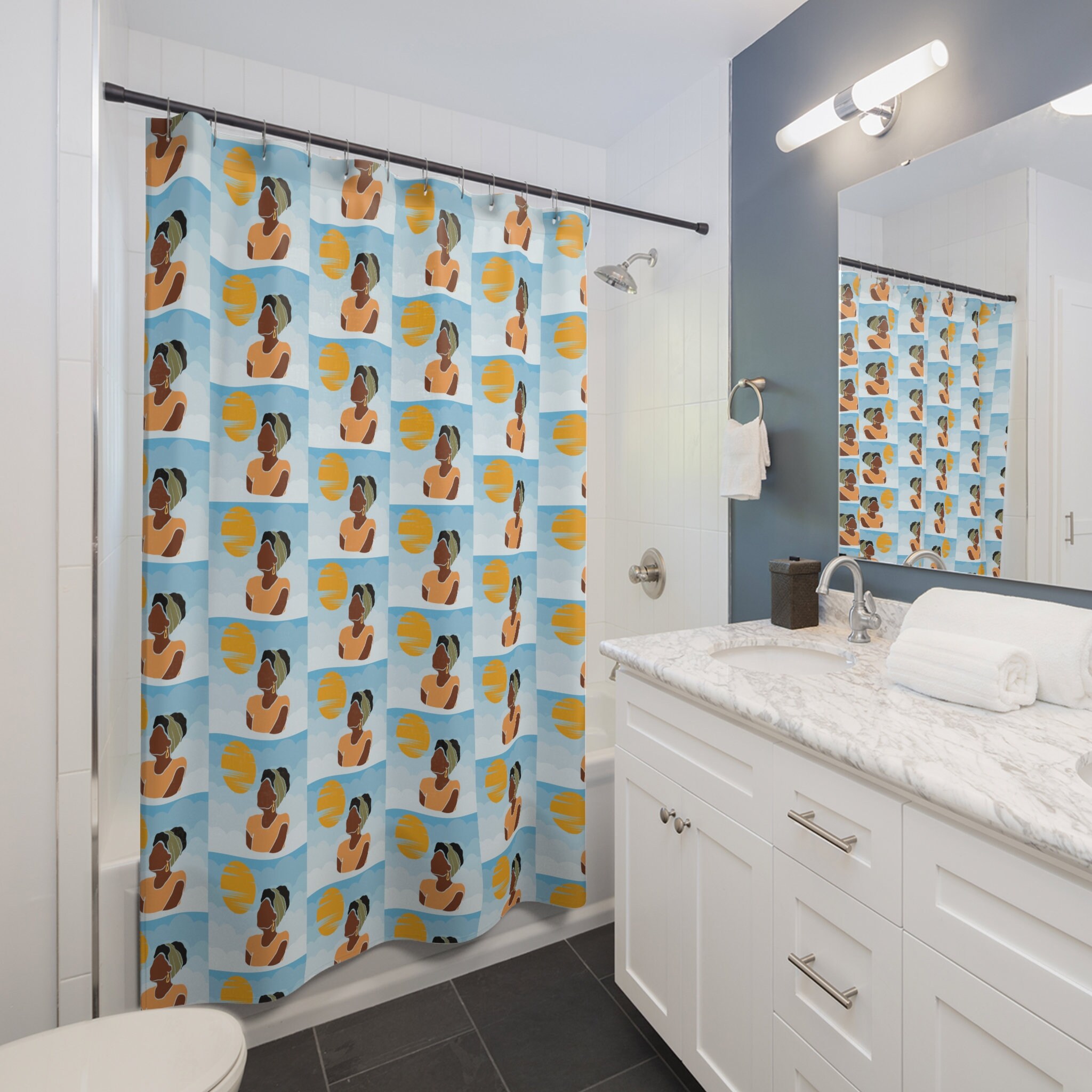 African American Woman Clouds And Horizon Shower Curtain