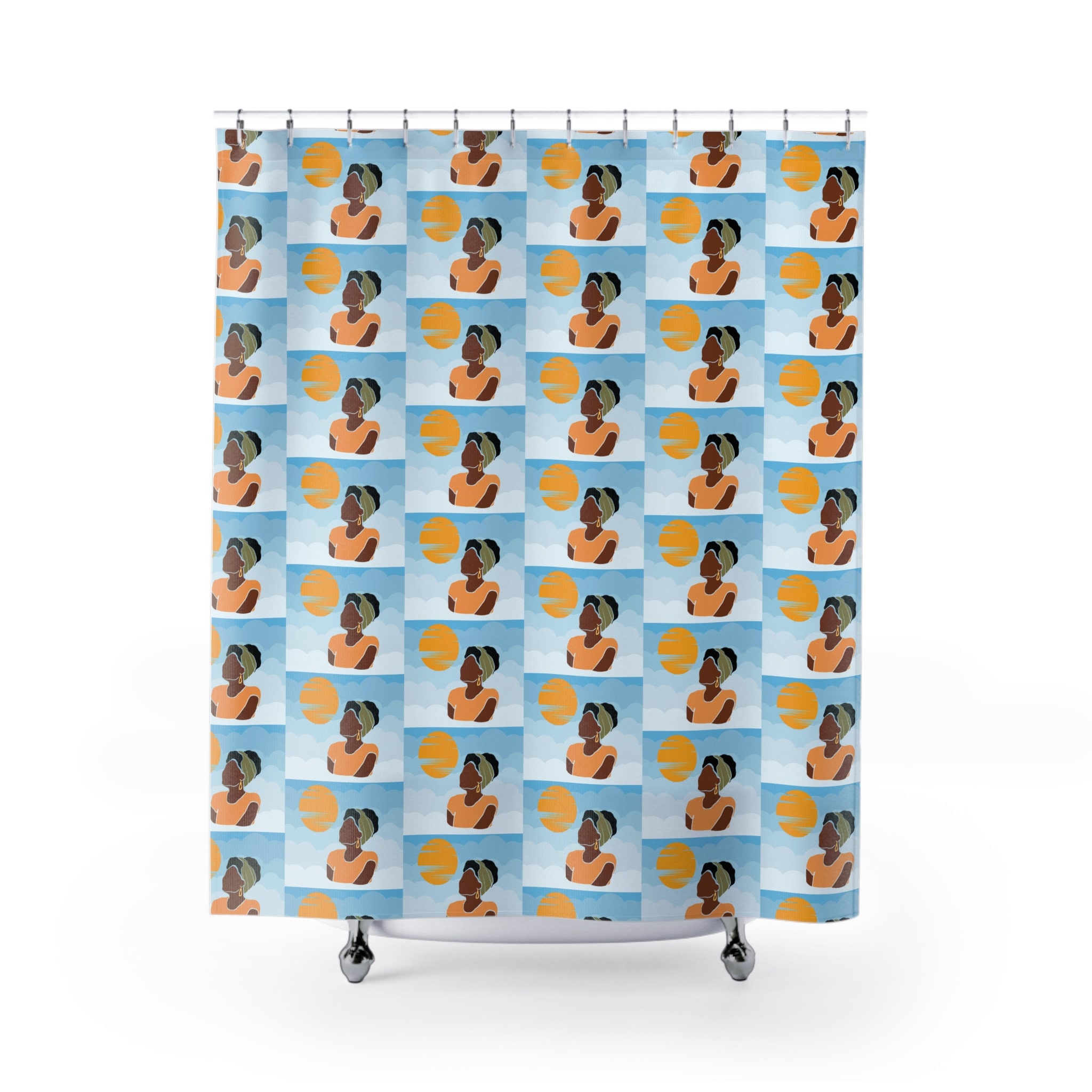 African American Woman Clouds And Horizon Shower Curtain - Image 2