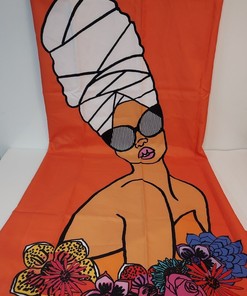 African American Woman Head Wrap Sunglasses Art Shower Curtain for Your Bathroom Decor