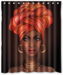 African American Woman Pretty Girl Fabric Shower Curtain for a Chic Bathroom