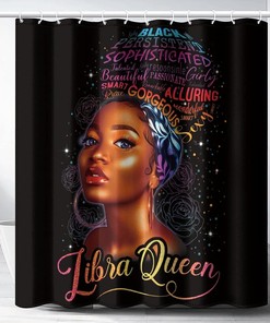 African American Woman Print Shower Curtain For Bathroom